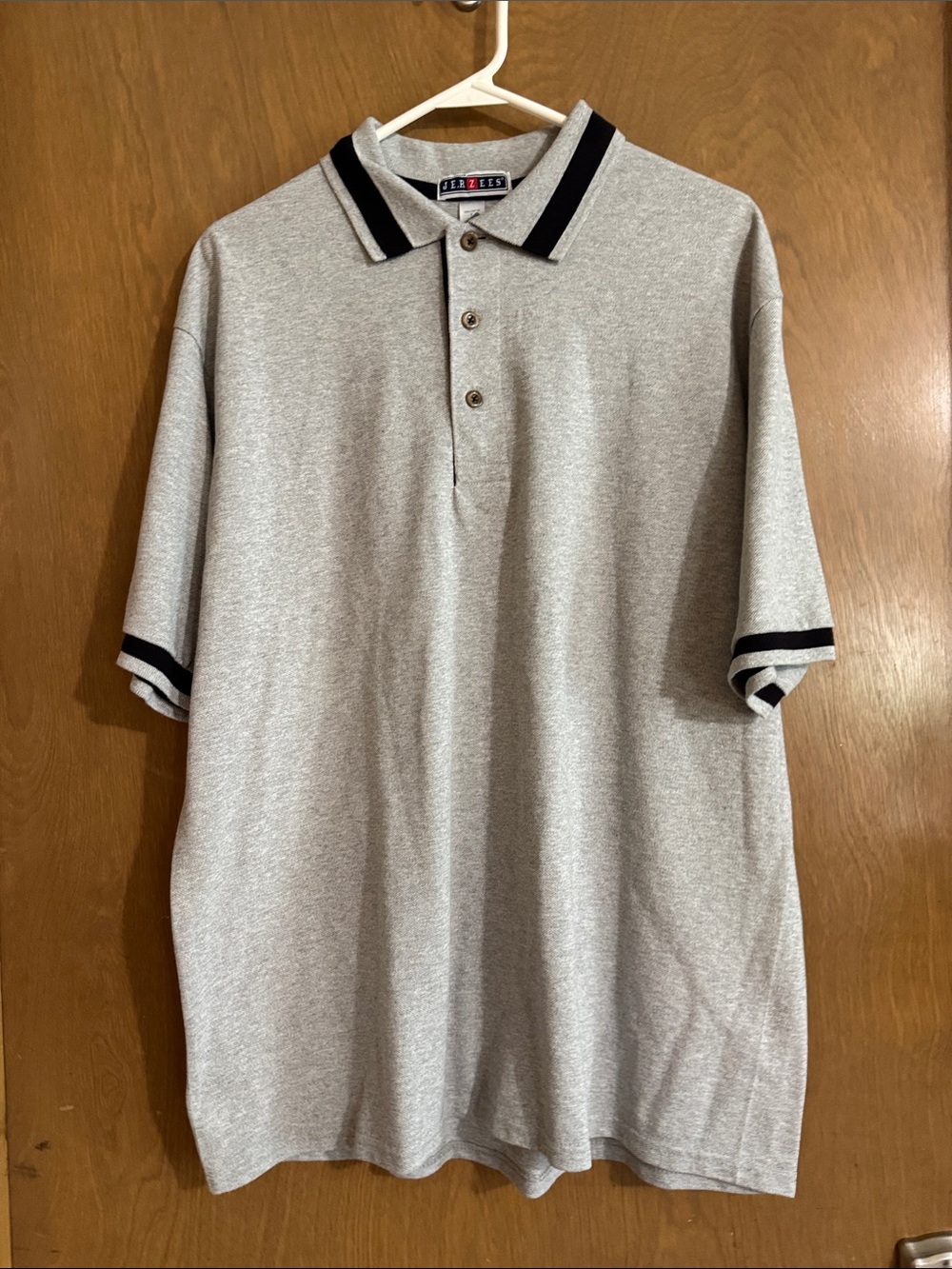 Jerzees Gray Polo with Black Trim - Short Sleeve